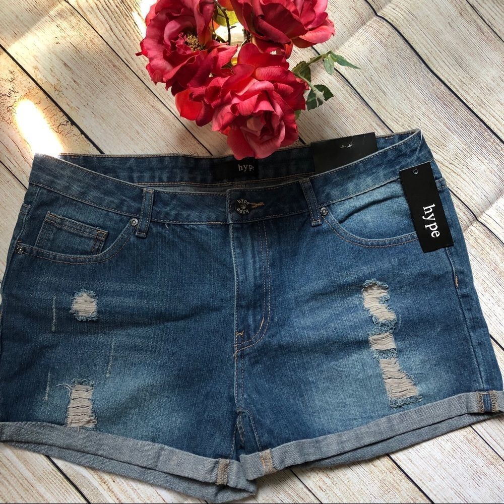 Hype cuffed destroyed jean shorts. Size 13 (NWT)